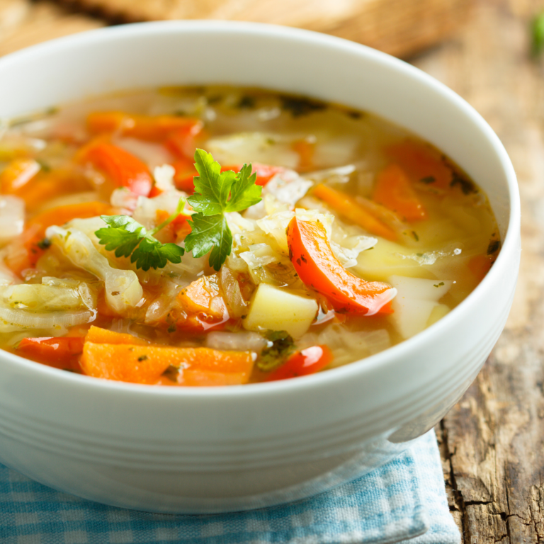 Vegetable soup with chicken broth